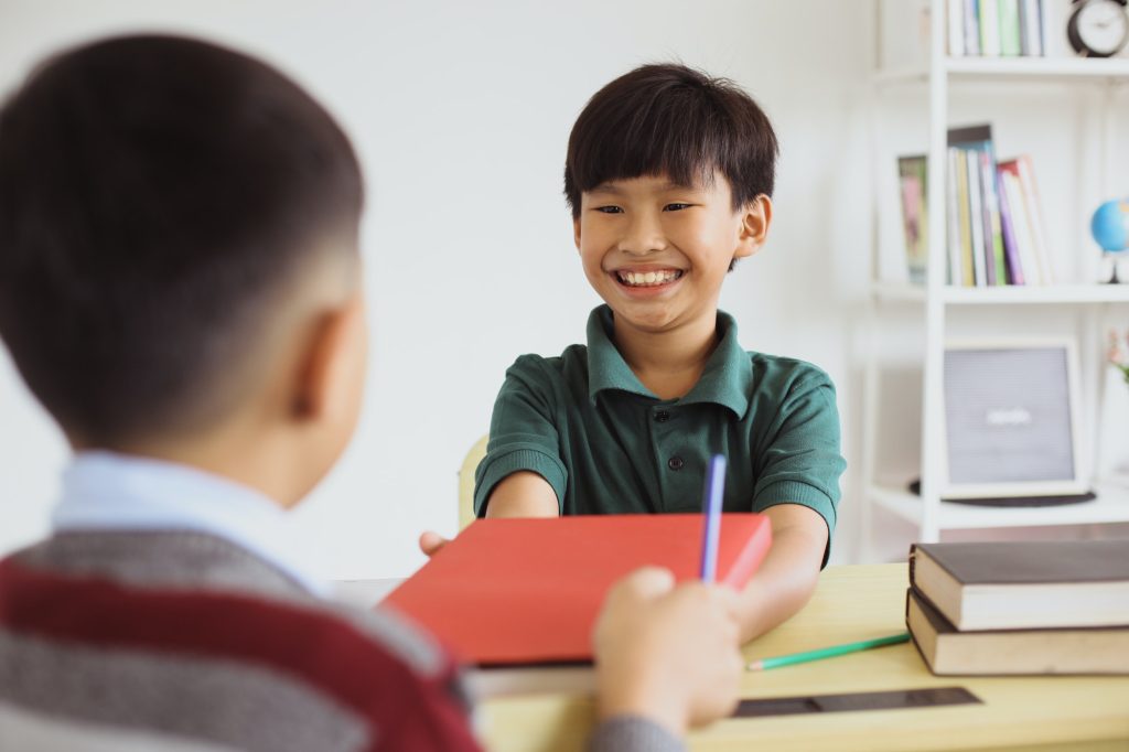 Smart asian student at school